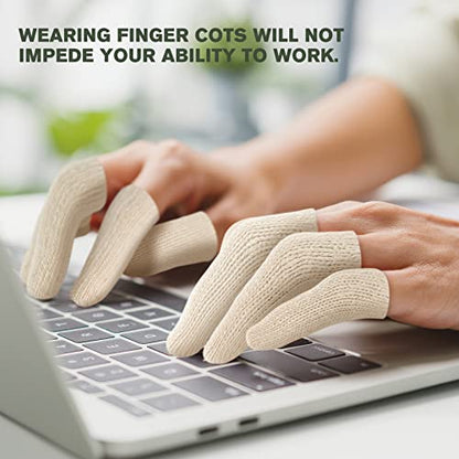 Evridwear Cotton Finger Cots Cotton Cushion 60PCS for Cracked Skin, Eczema, Calluses, Moisture Wicking, Finger Protection for Men & Women (3 Packs Short, 2") - size: 3 Packs Short