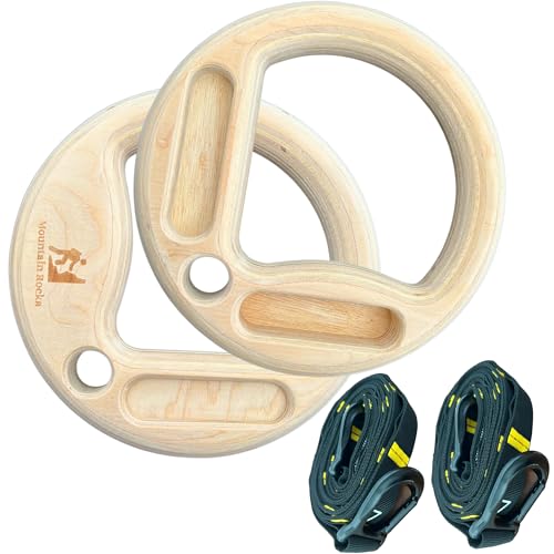 Name: Wood 32mm Gymnastic Rings with Finger Training hangboard | Wooden Gymnastics Rings | Portable Finger Training Board | Hang Grip Strengthener AU Gym Rings for Rock Climbing