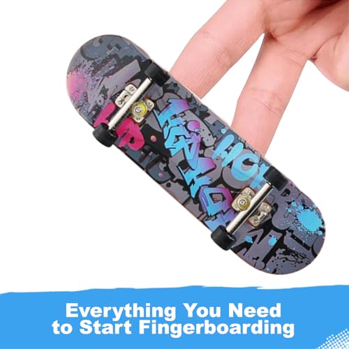 6 PCS Pro Shallow Concave Fingerboard Set | Mini Finger Skateboard Starter Kit with Display Stand | Exquisite Finger Sports Party Favors & Fun Novelty Gift(Special Edition)