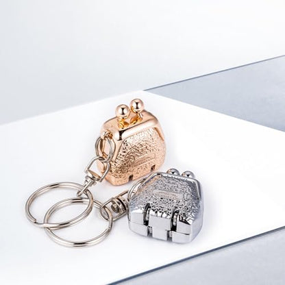 Mini Nail Clippers with Keyring, Portable Bag-Shaped Folding Fingernail Clipper Keychain, Foldable Compact Pocket Nail Cutter for Home Travel Daily Use (Gold and Silver) - color: Gold and Silver