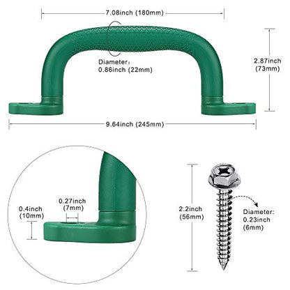 Dolibest Set of 4 Safety Playground Handles,Swing Set Kids Safety Hand Grips for Playset, Climbing Frame, Play House,Climbing Frame, Play House Handles(Green) - color: Green-4pcs