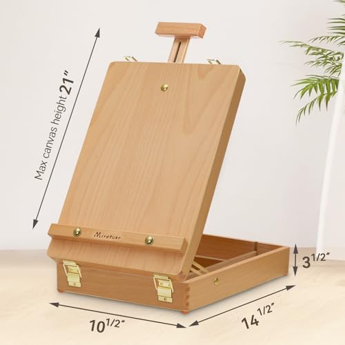 Tabletop Art Easel for Painting, Wooden Sketchbox, Portable Desktop Easel | Portable Art Easel for Beginners Professionals, Adjustable Height, Storage Compartments, Gift for Student Artist Beginner - style: Sketchbox