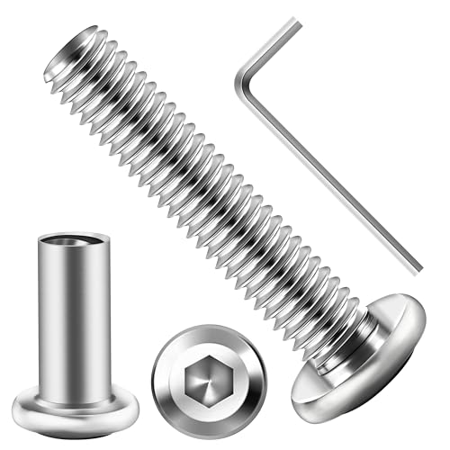 Mywish 10Sets M6 x 30mm Flat Head Hex Socket Cap Screws Bolts and Barrel Nuts Kit, 304 Stainless Steel Furniture Connector Bolts, Metric M6 Countersunk Binding Screws for Crib Cabinet with Hex Spanner - size: M6 x 30mm