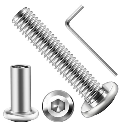 Mywish 10Sets M6 x 30mm Flat Head Hex Socket Cap Screws Bolts and Barrel Nuts Kit, 304 Stainless Steel Furniture Connector Bolts, Metric M6 Countersunk Binding Screws for Crib Cabinet with Hex Spanner - size: M6 x 30mm