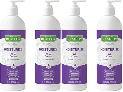 Medline Remedy Clinical Skin Cream,Vanilla Scent (16 fl oz),Moisturizing Face and Body Cream for All Ages,Paraben & Sulfate Free,Quick Absorbent Formula,Hypoallergenic Skin Moisturizer,(Pack of 4) - size: 16 Fl Oz (Pack of 4)
