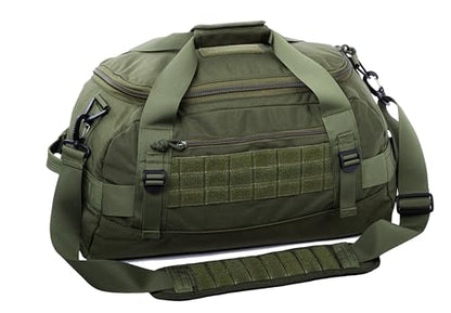 Tactical Duffle Bag MOLLE Gear Bag Carry on Travel Duffel Bag. Ideal for Hunting, Shooting Range, Law Enforcement, Camping, Travel. 35L - color: Olive Drab