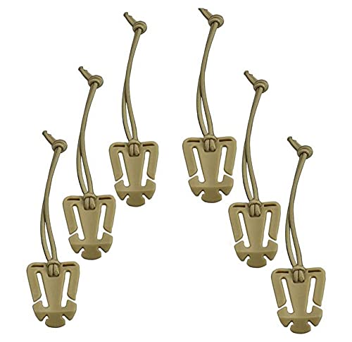 Jadedragon Multipurpose Tactical 360 Rotation D-Ring Clips/Locking Carabiner/Hydration Tube Clips/Elastic String Strap Management Tool for MOLLE Webbing Attachment Backpacks - color: K-Tan