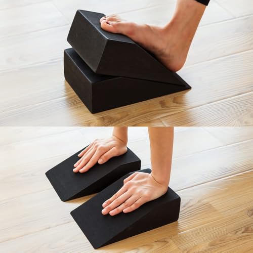 StrongTek Yoga Wedge Blocks, Soft EVA Foam, Set of 2 with Carry Bag | Soft Wrist, Ankle and Heel Support, Balance and Strength Training, Squats, Push-Ups, Planks, Yoga, Pilates, Easy to Clean