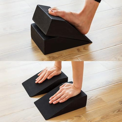 StrongTek Yoga Wedge Blocks, Soft EVA Foam, Set of 2 with Carry Bag | Soft Wrist, Ankle and Heel Support, Balance and Strength Training, Squats, Push-Ups, Planks, Yoga, Pilates, Easy to Clean