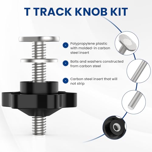 10 Sets of 1/4"-20 T Track Knob Kit, Star Knobs Kit Include 1/4-20 Threaded Bolt 1-3/4" Length with Washers, T Track Accessories for Woodworking Jigs and Fixtures - size: 1/4"-20 inch 10 Sets, 1-3/4" Length