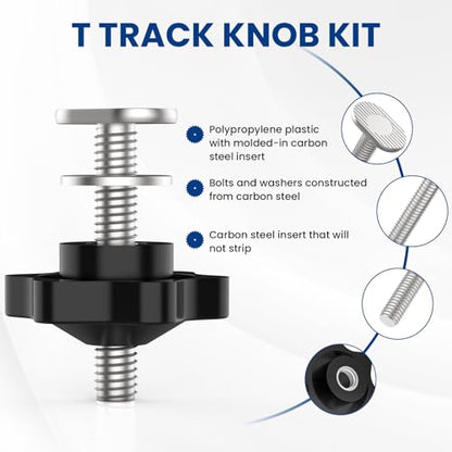 10 Sets of 1/4"-20 T Track Knob Kit, Star Knobs Kit Include 1/4-20 Threaded Bolt 1-3/4" Length with Washers, T Track Accessories for Woodworking Jigs and Fixtures - size: 1/4"-20 inch 10 Sets, 1-3/4" Length