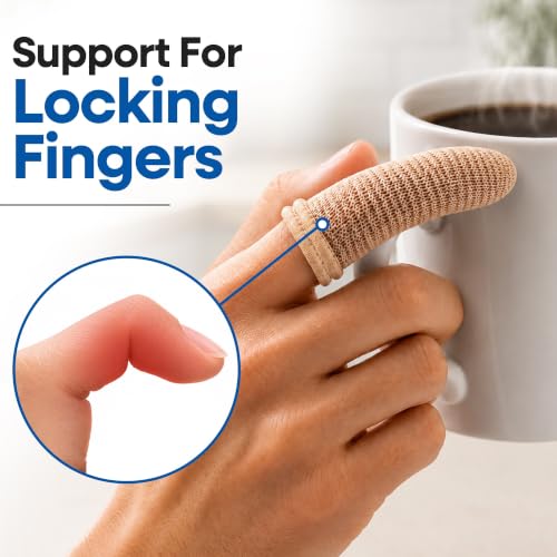 75 Pack Cotton Finger Cots, Finger Protectors Sleeves for Cuts, One Size | Breathable (no sweating), Double sided protection, Closed fingertip cover, Cotton Spandex, Great for Gardening, Work, Fitness