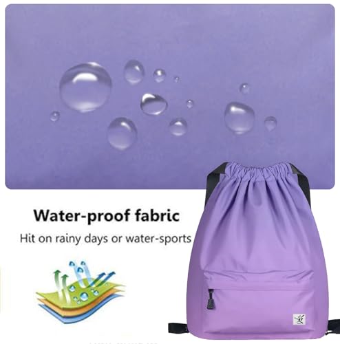 Waterproof Drawstring Bag, Gym Bag Sackpack Sports Beach Backpack for Men Women - color: Gradient Purple
