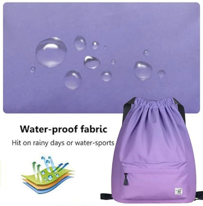 Waterproof Drawstring Bag, Gym Bag Sackpack Sports Beach Backpack for Men Women - color: Gradient Purple