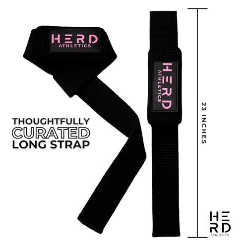 Lifting Wrist Straps – 23" Length x 1.5" Width – Padded Neoprene Cotton Straps for Weightlifting, Powerlifting, Functional Training, Strength Training & Deadlifts – Heavy Duty Grip Support - color: Black/Pink