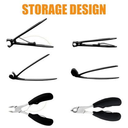 Precision Stainless Steel Heavy Duty Angled Head,Wide Jaw Clippers for Seniors and Man,Ingrown Toenail,Thick Nail.Extra-Long Handle, Extra-Large Slanted Nail Cutter. Men,Women,Elderly.7Pcs (7PCS NAI)