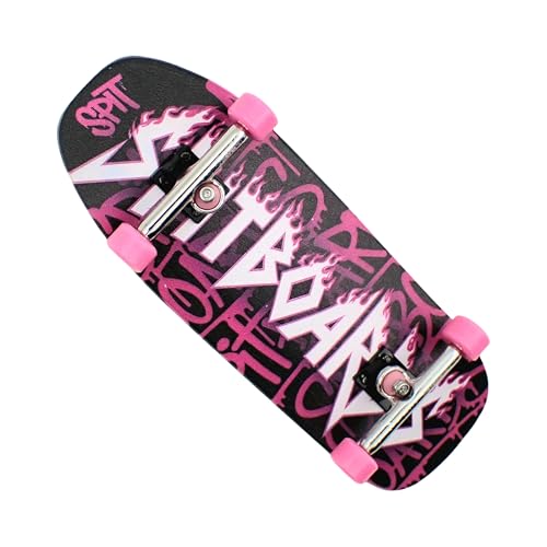 SPITBOARDS® 34mm Fingerboard Oldschool Cruiser Pro Complete Setup, Pre-Assembled 5-Layer Wood, Pro Trucks, Soft Urethane 60D Bearing Wheels, Real-Wear Graphics, Lasered Foam Tape 'Heavy-Metal' - color: Heavy-metal