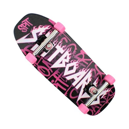 SPITBOARDS® 34mm Fingerboard Oldschool Cruiser Pro Complete Setup, Pre-Assembled 5-Layer Wood, Pro Trucks, Soft Urethane 60D Bearing Wheels, Real-Wear Graphics, Lasered Foam Tape 'Heavy-Metal' - color: Heavy-metal