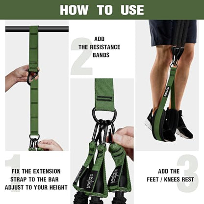 KUTIZE Pull Up Assistance Bands, Pull Up Bar Resistance Bands, Pull Up Bands for Enhanced Strength Training, Muscle Training, 3 Heavy-Duty Adjustable Pull Up Assist Strap & Comfortable Foot Strap - style: Army Green