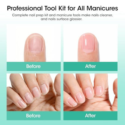 GELLEN Nail Cleanser Pads 50PCS with 10PCS Manicure Tools Kit | Ceramic Cuticle Pusher Pen, Remover and Cuticle Oil Nail Prep Care Kit, Nail File 100/180, Polishing Buffer, Clipper & Brush - size: 50PCS with 10PCS Tools