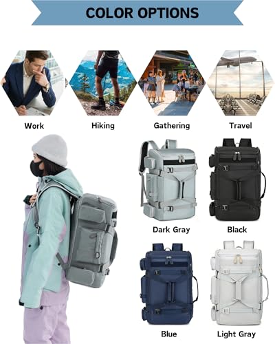 Snowboard Skateboard Duffle Bag Backpack for Men Women, 50L Waterproof Sports Gym Bag Carry On Backpack Weekender Overnight for Travel Hiking Camping Fitness Black - color: Z01-Black