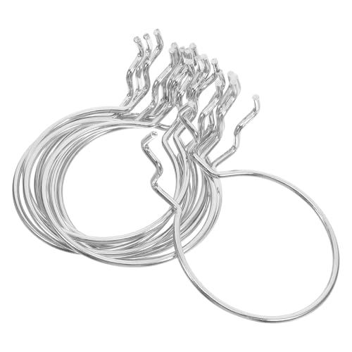 10pcs Silver Metal Pegboard Hooks with Rings for Iron Hanging Boards, Garage and Craft Room Storage Organizer Tool Hangers Compatible with Hole Board Systems