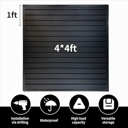 4x4Ft Slat Wall Panels, Heavy-Duty PVC Interlocking Garage Storage | Easy-Wipe Surface, Holds Shelves & Hooks, for Garage, Workshop, Office Tool Organization Hanging Boards