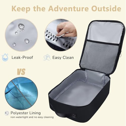 Black Shoe Bag for Travel, 2 Layers Waterproof Shoes Organizer | Holds 3 Pairs,Trolley Strap,Easy Clean Lining,Leak Proof,Dual Zippers - color: ClassicBlack