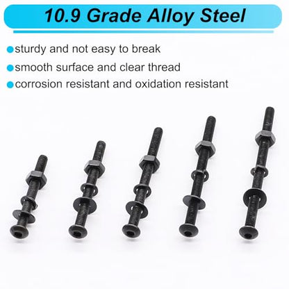 420PCS Black M3 Button Head Hex Socket Cap Screws, M3 x 30/35/40/45/50mm Metric Screws Bolts Nuts Washers Assortment Kit, 10.9 Grade Alloy Steel - size: M3 x 30/35/40/45/50mm, style: Button Head