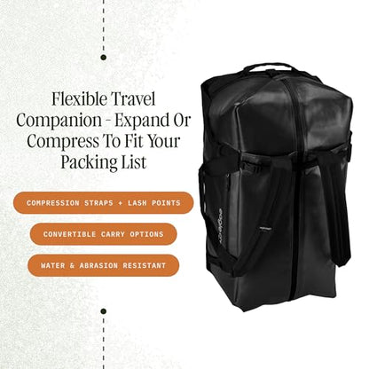 Eagle Creek Migrate 90L Duffel Bag – Lightweight, Durable Travel Duffel – Weather-Resistant Fabric – Comfortable Shoulder Straps - Midnight Black - color: Midnight Black