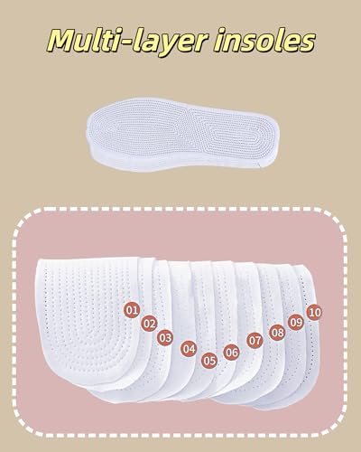 4 Pairs Cotton Shoe Insoles for Women & Men | Breathable & Moisture-Wicking for Sweaty Feet | Washable, Comfort Inserts for Sports Shoes and Boots (White, 8.5 Women / 7.5 Men) - size: 8.5 Women / 7.5 Men