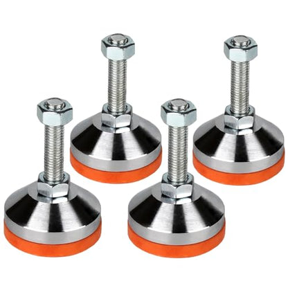 Heavy Duty M12 Thread Leveling Feet, 1300lb Capacity,4Pack | Stainless Steel Adjustable Leg Leveler for Shelving, Workbench, Machinery Devices , 2.36" Dia Base with Anti-Slip Nylon Pad - size: D60xM12x50,4 Pack