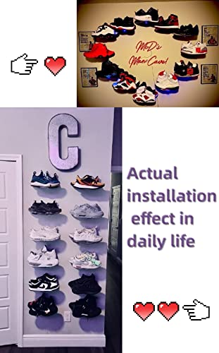 IEEK Floating Shoe Display 8 Pack,Levitating Acrylic Shoe Shelf for Wall,Clear Wall Mounted Shoe Rack Sneaker Display Shelves Space Saving Shoe Organizer Holder for Sneaker Collection - size: 8X3X2 Inches-8 Pack