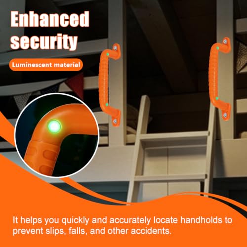 4 Safety Playground Handles Luminous, Swing Set Kids Safety Hand Grips for Playset, Climbing Frame, Play House, Playroom Ladder &Handles, Bunk Bed Handles (Orange) - color: Orange