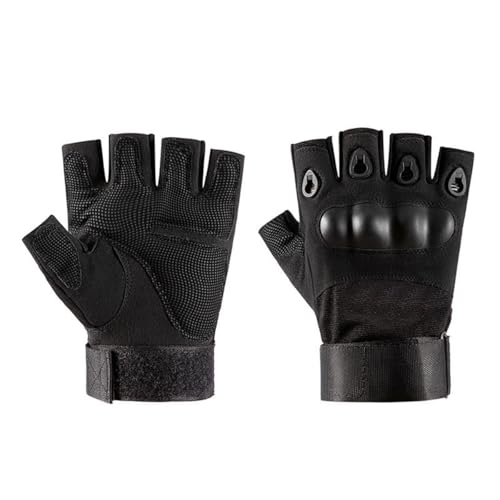 1 Pcs-Fingerless Tactical Gloves, Padded Lightweight Breathable Climbing Glove for Rock, Motorcycle, Climbing, Outdoor Sports - color: Black, size: Large