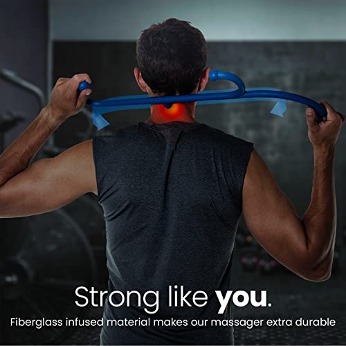 LiBa Back and Neck Massager 2-Pack Trigger Point Hook Therapy Blue | 2-pack manual massage cane for pain relief, handheld back neck shoulder massager, great gift for women and men, - color: F. Blue (2 Pack)