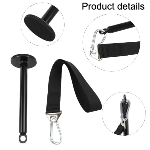 Black Nylon Arm Wrestling Training Strap With Loading Pin & Steel Carabiner, Forearm Grip Strength Trainer Belt