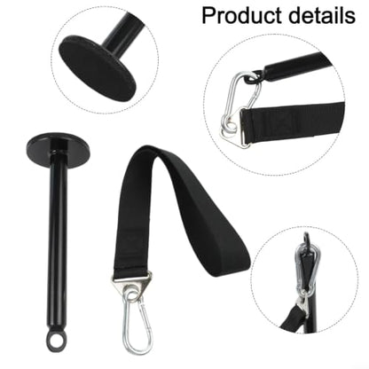 Black Nylon Arm Wrestling Training Strap With Loading Pin & Steel Carabiner, Forearm Grip Strength Trainer Belt