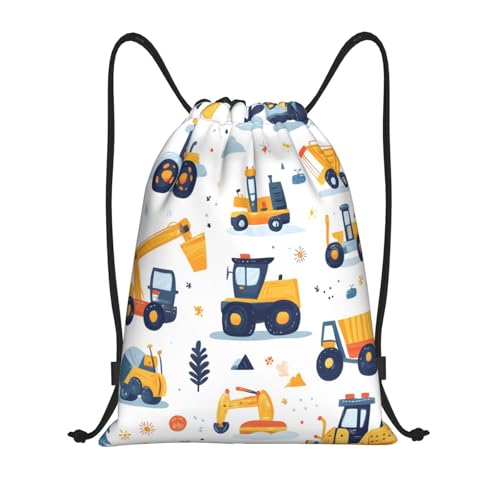 Drawstring Sports Backpacks - Lightweight Swim Gym Bags for Women Men String Sackpack for Beach Travel Yoga(Small, Excavator Car) - color: Excavator Car, size: Small
