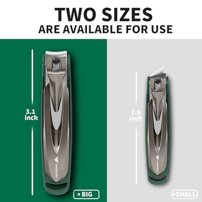 Nail Clippers with Catcher, 2-Pack Slanted & Curved Nail Clippers for Ingrown Toenails and Fingernails, Anti-Splash Nail Cutter for Men, Women, Seniors, Heavy-Duty Finger Nail Clippers Adult - style: Curved & Slanted