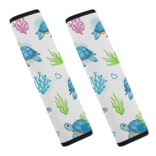 2 Pack Sea Turtle Cute White Car Seat Straps Shoulder Pads Universal Soft and Comfortable Seat Belt Cushion for Adults and Children, Stroller Pushchair High Chair - color: Pattern 758