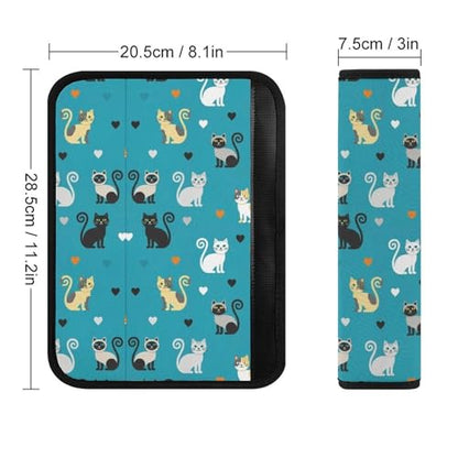 2PCS Cats Lovers Car Seat Belt Pad Universal Fit Seat Belt Covers Cushion for Kids, Car Seats Pushchair Strollers High Chair Pushchair, Easy Install (No Tool) - color: Pattern 984
