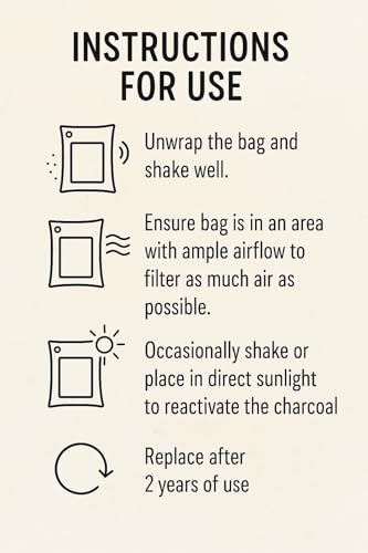 1000g Large Bamboo Charcoal Air Purifier Bag - Car Deodorizer Freshener - Remove Odor and Control Moisture in Your RV, Camper, SUV, Truck, Closet, Mobile Home, Storage - Non fragrant 1kg