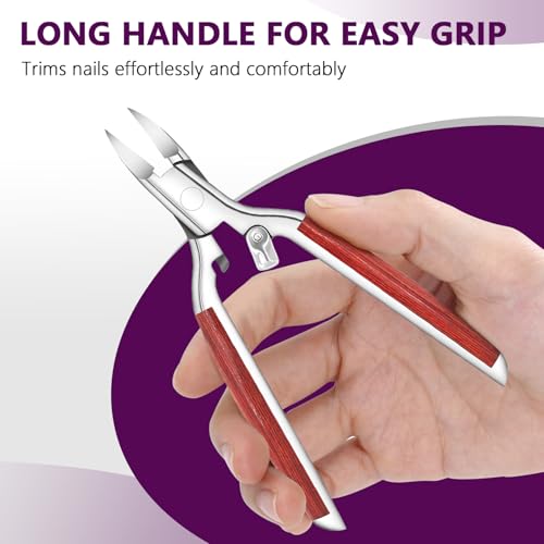 Toenail Clippers for Thick Toenails Super Sharp, Heavy Duty Toe Nail Clippers for Men Women Adult Seniors Long Handle, Professional Ingrown Toenail Cutters Pedicure Clipper