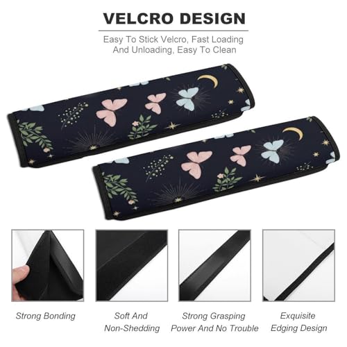 2 Pack Universal Soft and Comfortable Car Seat Straps Shoulder Pads for Kids, All Vehicles, Butterfly Pink Blue Butterflies Neck Strap Covers, Neck and Shoulder Support - color: Pattern 563