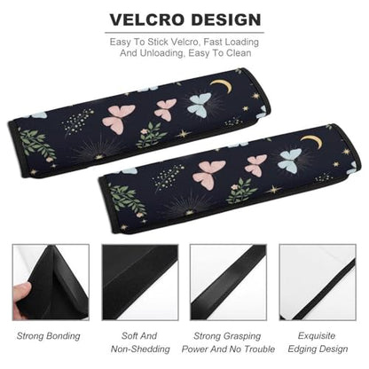 2 Pack Universal Soft and Comfortable Car Seat Straps Shoulder Pads for Kids, All Vehicles, Butterfly Pink Blue Butterflies Neck Strap Covers, Neck and Shoulder Support - color: Pattern 563