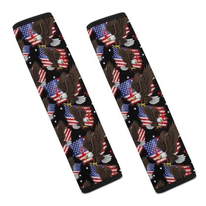2 Pack American Flag Eagle USA Independence Day Car Seat Belt Pad Breathable Shoulder Harness Cover for Adult Use, Stroller Pushchair High Chair, Pressure Relief - color: Pattern 22