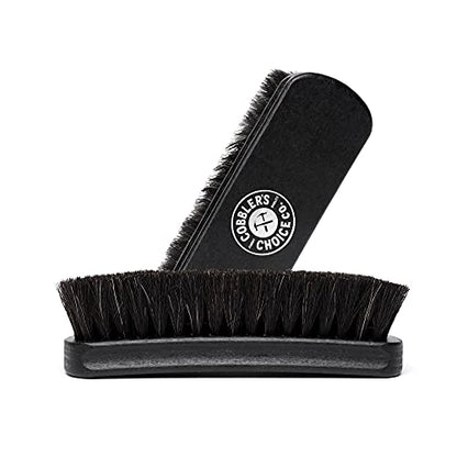 Premium Shoe Brush - Horsehair Shoe Brush - Concaved Handle for Premium Grip, Black - color: Black