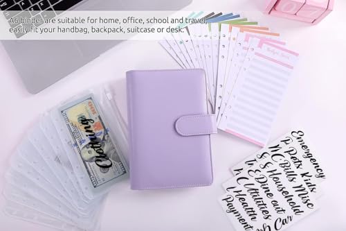 SKYDUE Budget Binder, Money Saving Binder with Zipper Envelopes, Cash Envelopes and Expense Budget Sheets for Budgeting - color: Purple