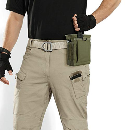 FRTKK Tactical Molle Drawstring Magazine Dump Pouch Outdoor Ammo Pouch, Adjustable Military Utility Belt Fanny Hip Holster Bag - color: Army green